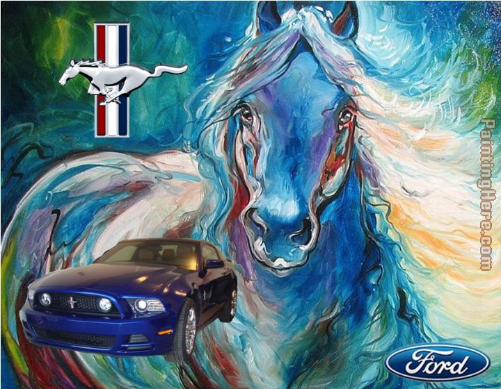 mustang painting - Unknown Artist mustang art painting
